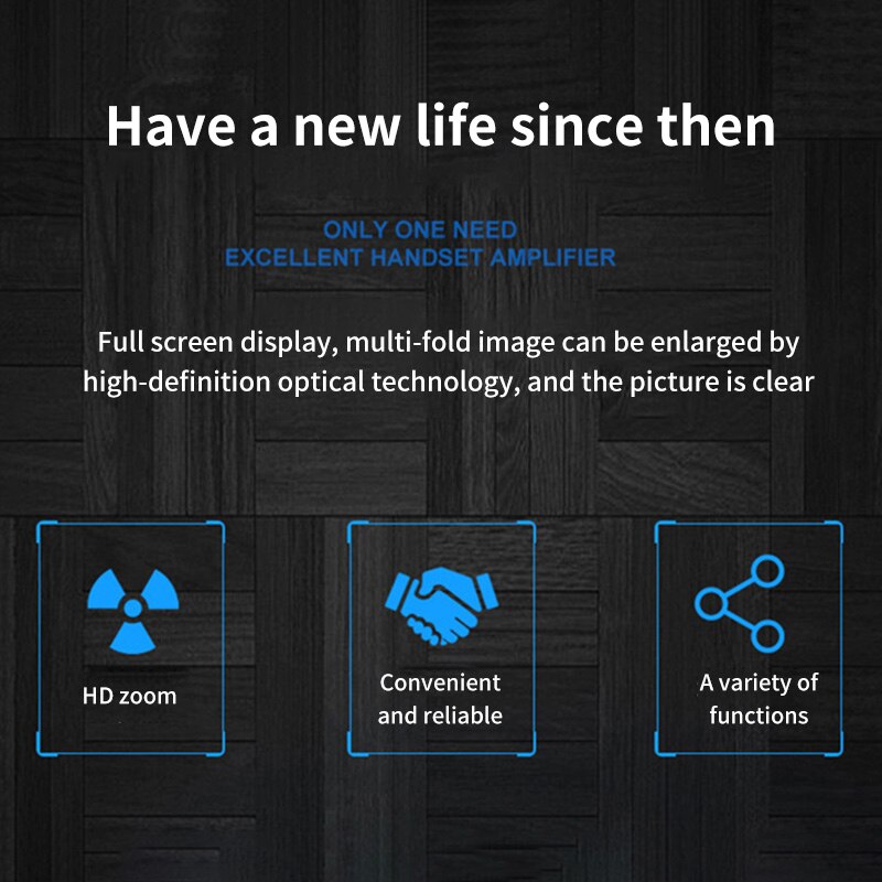 Voor Xiaomi Opvouwbare Mobiele Telefoon Screen Vergrootglas Hd Vergrootglas Telefoon Video Versterker Universele Vouwen Desktop Houder Voor Iphone