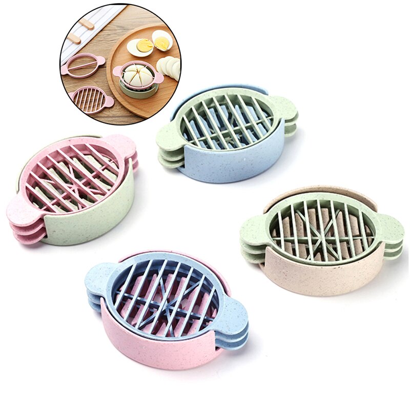 4 Kleuren Drie In Een Tarwe Stro Ei Cutter Handige Multifunctionele Split Apparaat Voedsel Divider Slicer Egg Slicer Tool