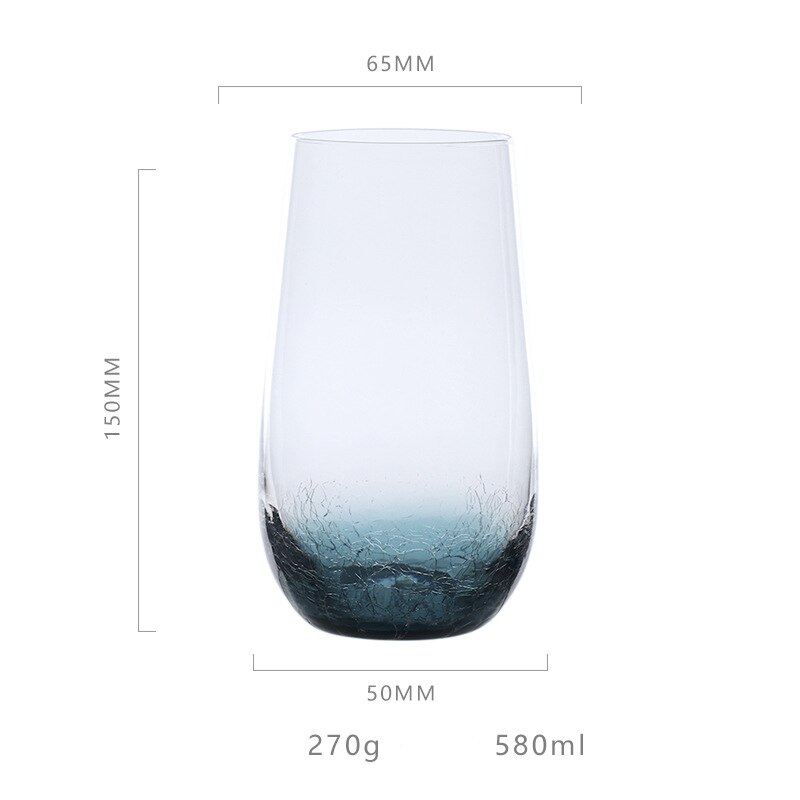 Gradual blue ice crack wine glass Crystal glass Goblet milk Juice glass Water Cup Wedding Glasses Party Drinkware: B