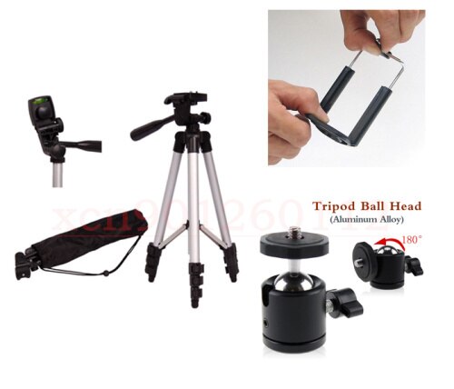 3 in 1 Camera statief Met 3-Way Hoofd Statief Tas + cellphone houder + 360 Statief Ball Hoofd voor 5D2 5D3 60D D3200 D90 Camera