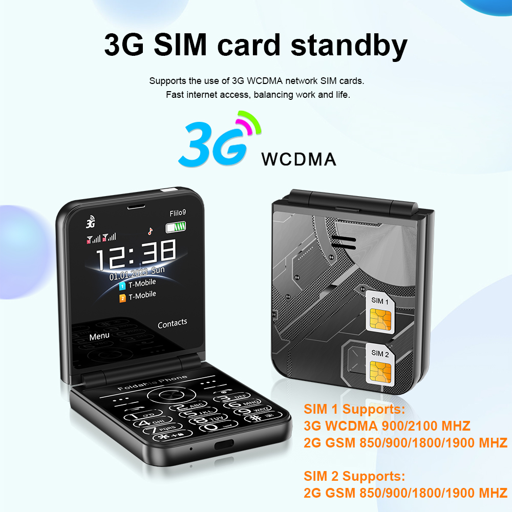 SERVO Flilo9 teléfono móvil plegable Dual SIM llamada en espera grabación velocidad Dial Radio FM antorcha 3G WCDMA botón plegable teléfonos móviles