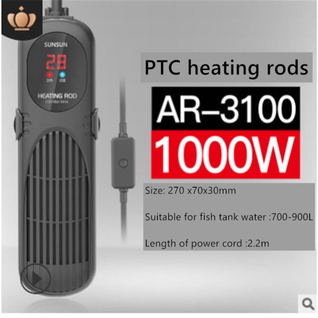 Double Display Automatic Thermostat Bottom Filter Heating Rod PTC Explosion-proof Heater