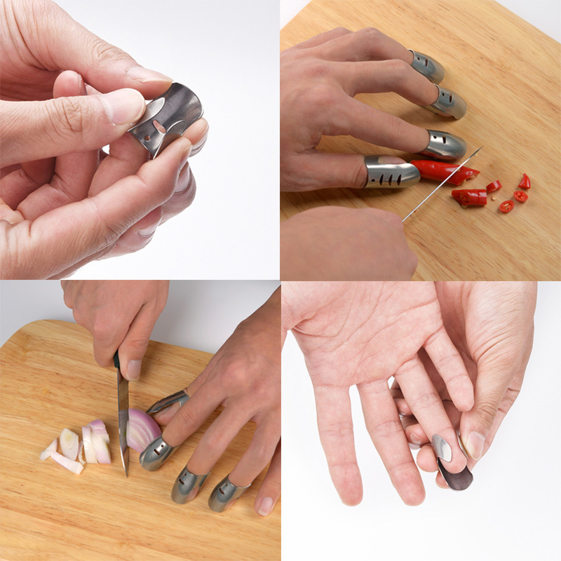 4Pcs/lot Stainless Steel Finger Hand Protector Knife Slice Shield Cut Finger Protection Safety Knives Accessories Kitchen Tool