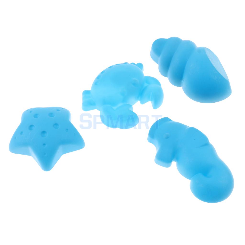 Kids beach sand toys, sea creatures sand molds set (  (4 pieces) sandbox toys, beach garden fun