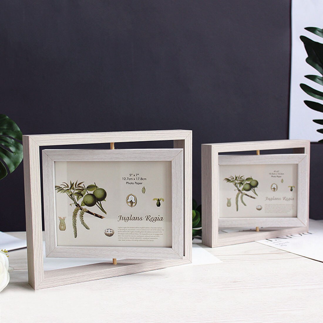Rotating Wooden Photo Frame Picture Frame Photo Dispaly Living Room Photo Picture Holder Poster Frames Home Decor