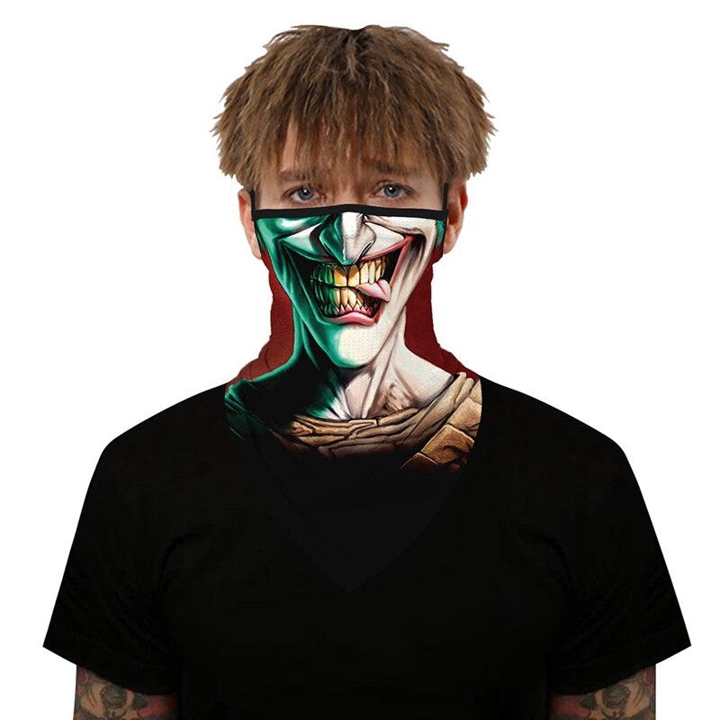 Bandana fazzoletto unisex Halloween clown stampa collo sciarpa sport copricapo polso avvolge testa sciarpe quadrate stampa fazzoletto