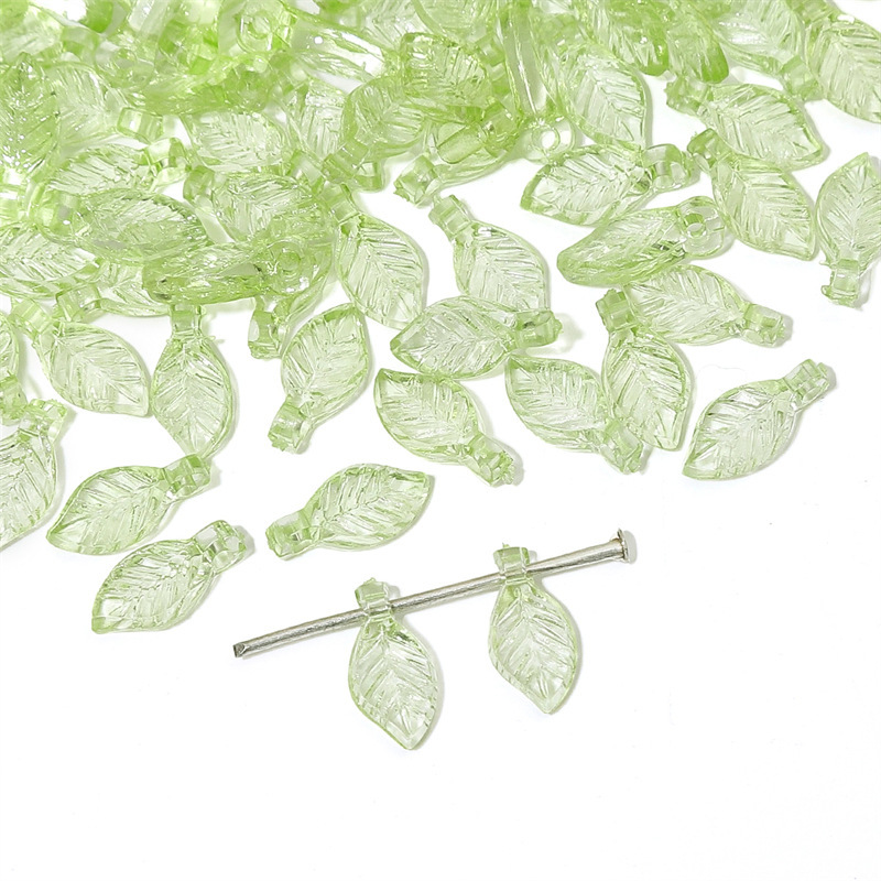 50PCS Green Transparent Leaf Shape Acrylic Beads Pendant Loose Bead For DIY Jewelry Making Necklace Bracelet Charm Accessories: black