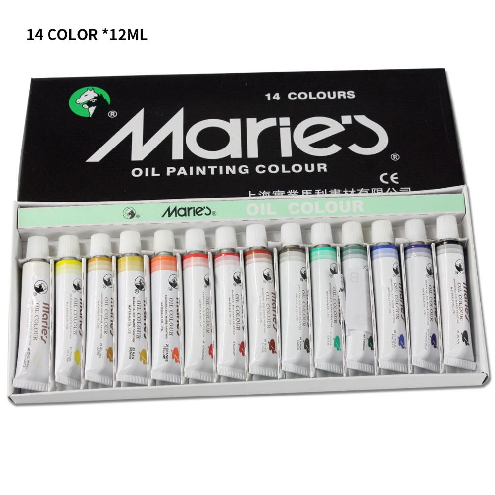 Marie's 12/18/24Colors Paste Oil Paint Set 12ML Oil Painting Pigment For Drawing Artist School Student Art Supplies