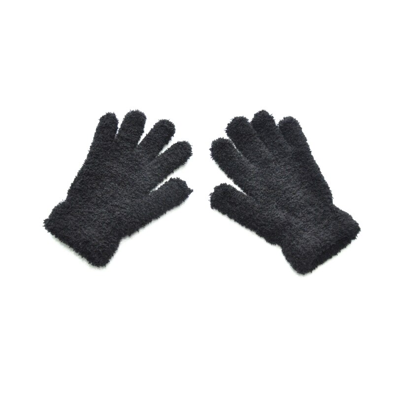 Wecute Herbst und Winter warm Art Handschuhe für 5-11Jahre freundlicher Vlies Verdickte Weich Korallen Vlies Handschuhe Ich bin Freien Spielen Radfahren: Schwarz