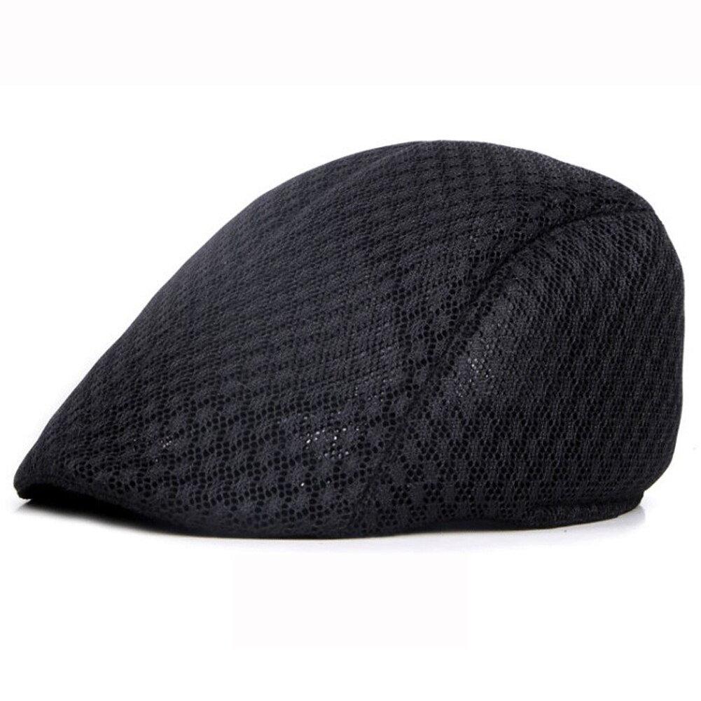 2019 brytyjski styl klasyczny mężczyzna kobiet Mesh berety czapki lato dorywczo jednolity kolor czapki z daszkiem berety kapelusze oddychająca czapka Casquette: Black