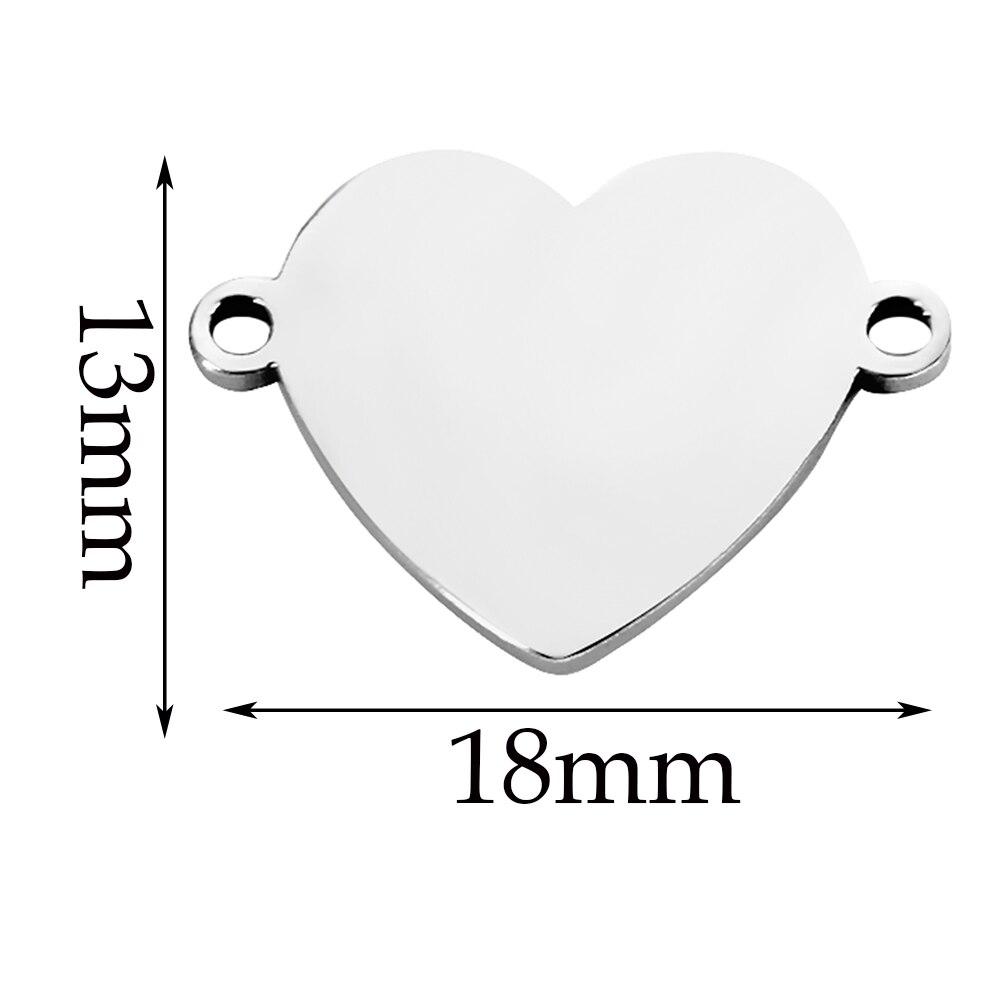 10pcs Stainless Steel Heart 2 Holes DIY Charm Bracelet Necklace Connector Charms DIY Jewelry Findings Bangle Connector Accessory