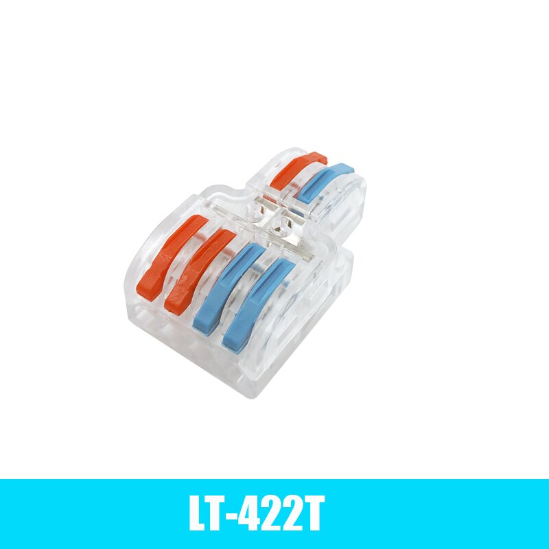 Wire Connector 2 In 4/6 Out Wire Splitter Terminal LT-422 633 623 933 Compact Wiring Cable Connector Push-in Conductor: LT-422T / 1pc