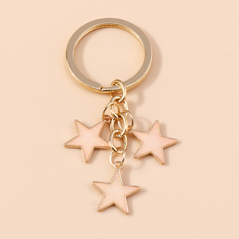 Bonito llavero esmaltado con forma de estrella y lentejuelas, dijes para mujer y niña, llavero con colgantes, llavero de coche, bolso, decoración, de joyería: Gris