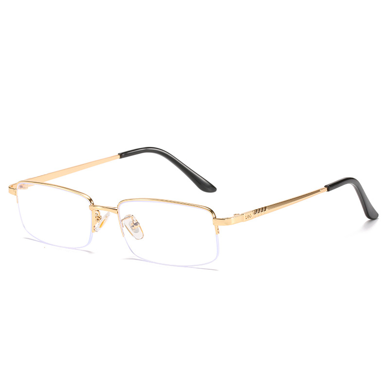Elbru-gafas miopes cuadradas para hombre, anteojos de negocios semimontura, antiluz azul, miopía, ultraligeros, de Metal, transparentes: Blanco / +200
