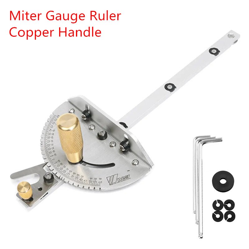 450mm Angle Miter Gauge Sawing Assembly Ruler Box Joint Jig Track Stop Limit Profile Fence Woodworking Tools Table Saw Router: Copper Handle