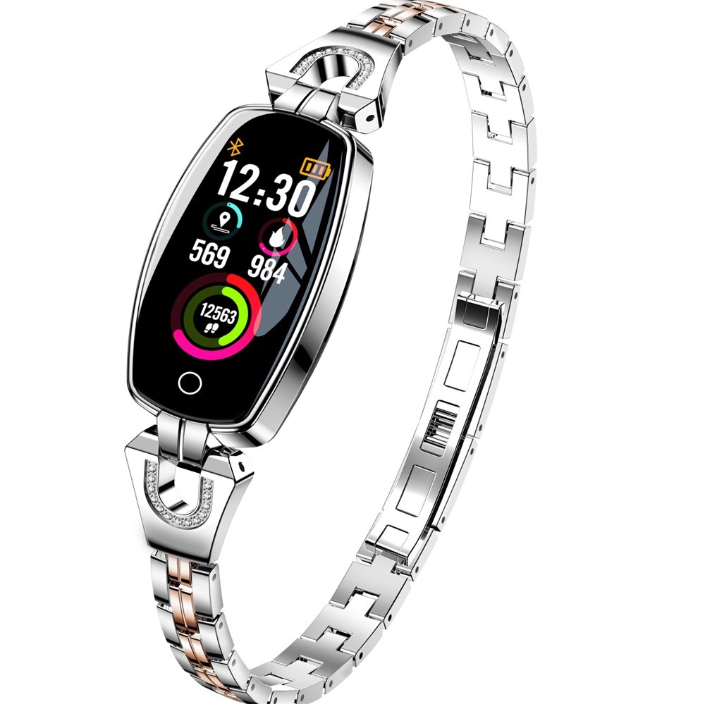 696 h8 h8 pro smartwatch-armband mit herzfrequenzmessung, blutdruckmessung, schrittzähler, wasserdicht, fitness-aktivitätstracker, smartwatch für damen: H8 silber