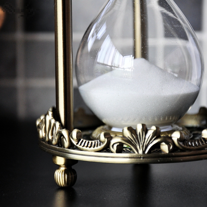 Sablier Vintage en métal incrusté de cristal, minuterie de 30 minutes, ornement , décoration de la maison