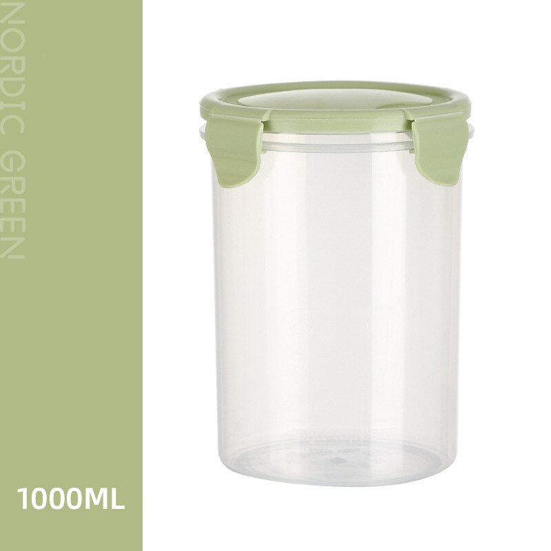 1Pcs Verzegelde Pot Snack Fles Keuken Behoud Huishoudelijke Graan Kan Food Grade Plastic Transparante Opbergdoos Opslagtank: L green