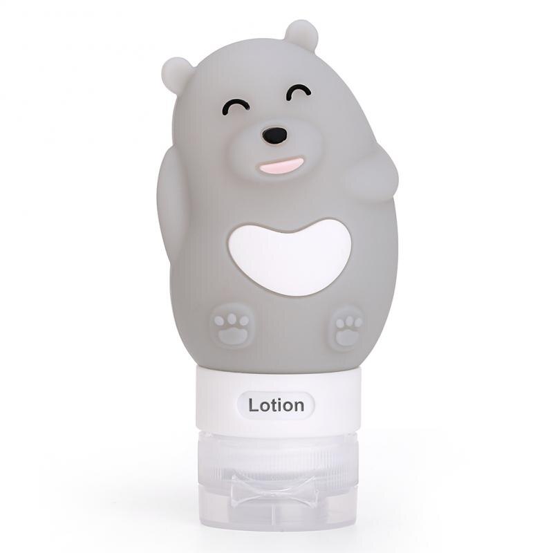 1Pcs Cute Silicone Refillable Bottle Travel Bottle Press For Lotion Shampoo Cream Gel Cosmetic Squeeze Containers Storage Bottle: Gray bear 80ml