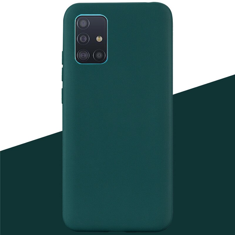 Silikon Fall Für Samsung Galaxy A71 Fall Candy Farbe Zurück Abdeckung Weiche TPU Fall Für Samsung Galaxy A 71 A715F stoßstange Coque Fundas: 14 Dark Green