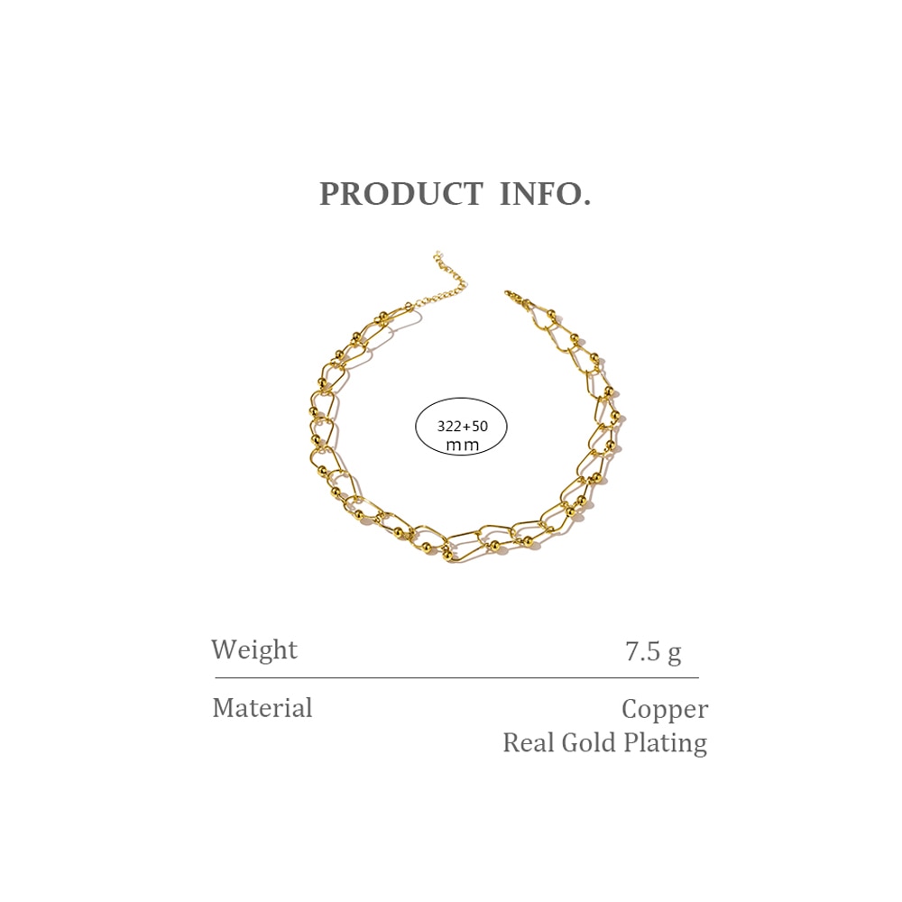 Yhpup Chain Torques Necklace Temperament 14 K Golden Metal Copper Collar Necklace for Women collane donna statement