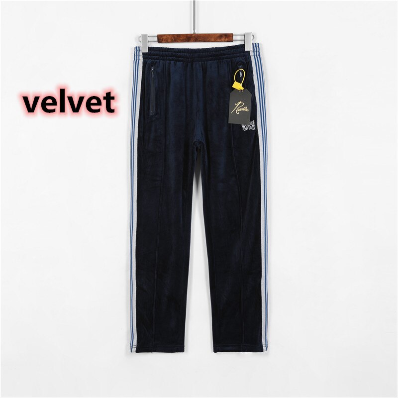 AWGE Needles Pants Men Women Streetwear Striped Needles Sweatpants Butterfly Embroidery Joggers AWGE Trousers Inside Tag: L / 3