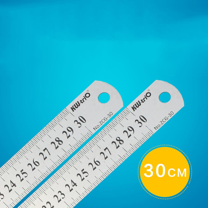 Régua de metal de aço inoxidável para escola, régua reta de dupla face para desenho, material de escritório, 1 peça, 15 20 30 50cm: 30CM
