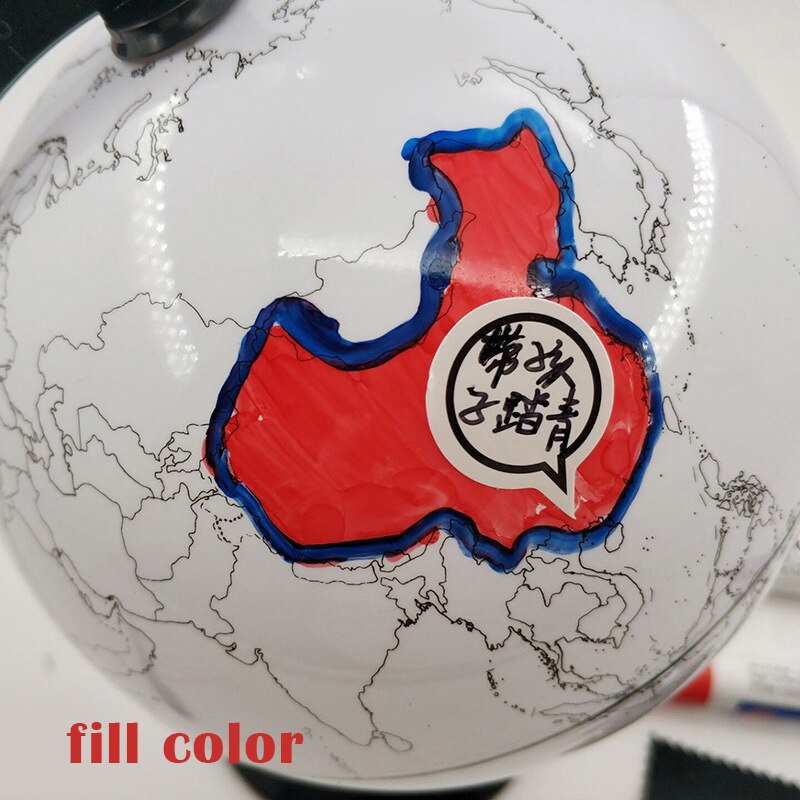 Modelo de globo pintable y borrable, borrado de plástico, mapa del mundo, dibujo telurio, aplicación de enseñanza DIY con 4 pinceles nk-sh