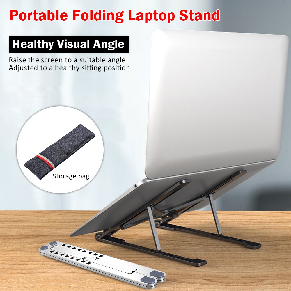 Soporte portátil ajustable de aluminio para ordenador portátil, soporte de escritorio para ordenador portátil, soporte para MacBook de hasta 15,6 pulgadas