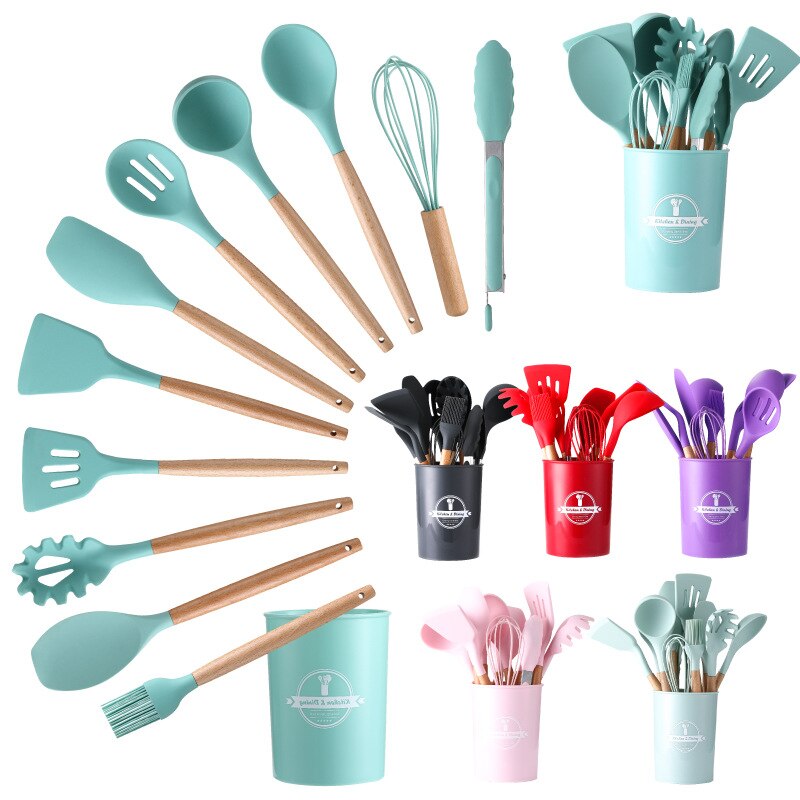 Geetest Cooking Tools Set Kitchen Utensils Set Kitchenware Silicone Non-stick Spatula Spoon Cooking Tool