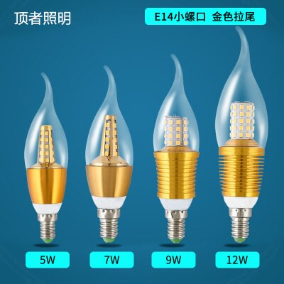 Led bougie ampoule blanche e14 petite vis 5 W 7 w 9 w pointu bulle tirer queue cristal lustre lumière économie d'énergie ampoule