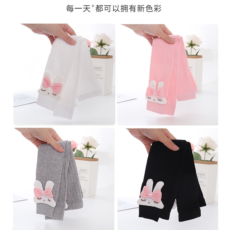 Ins Autumn Winter Baby Pants Ribbed Knit Pants 1-5years Cartoon Rabbit Ribbed Baby Pants