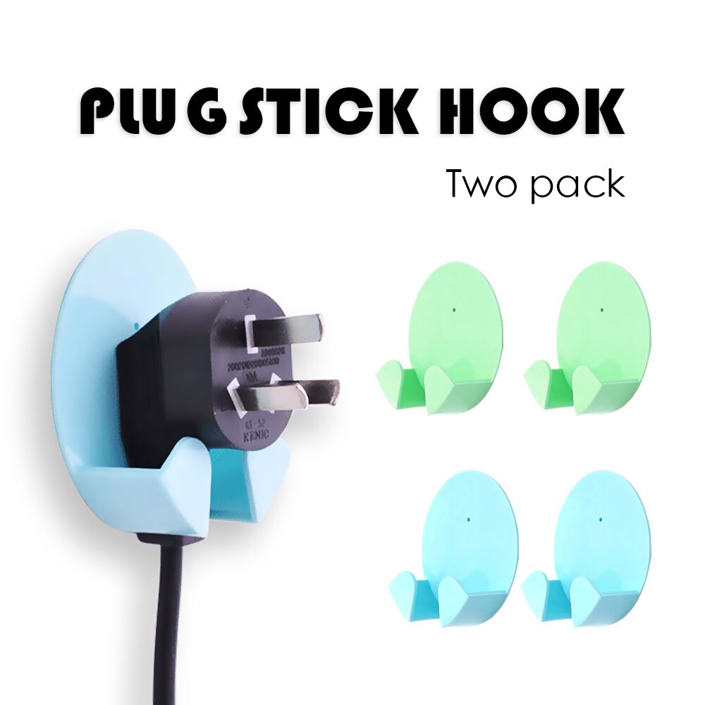 2pcs/Pack Holder Multifunctional Home Office Wall Powerful Adhesive Plastic Power Plug Socket Holder Hanger Wall Storage Hook