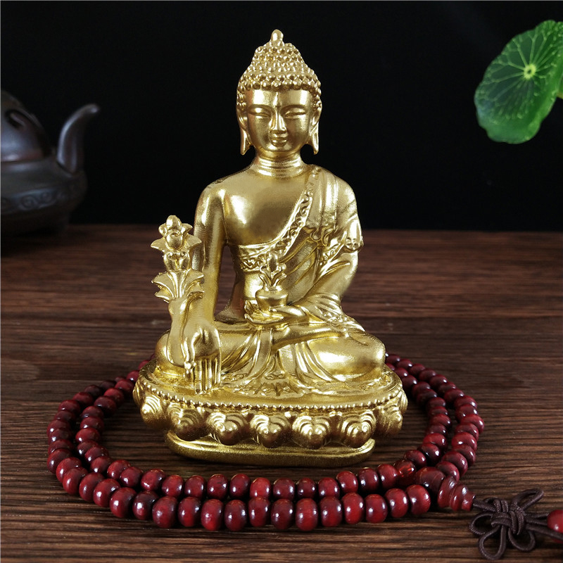 Goldn – Statue de bouddha médecine, avec collier, ornement en résine Feng Shui, Sculpture de bouddha porte-bonheur, décoration de jardin, maison, bureau,