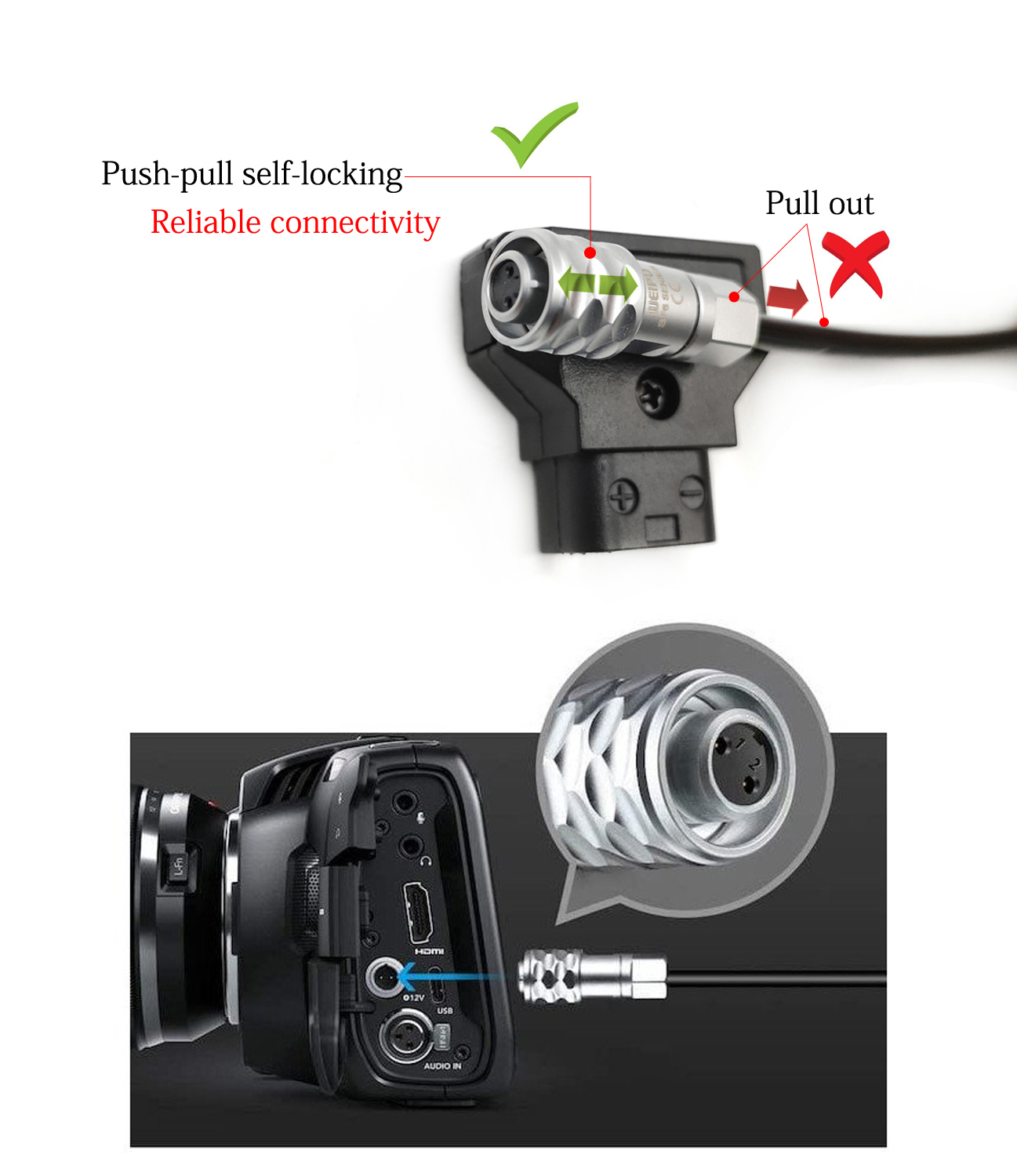 Bmpcc 4k 6k pro blackmagic lommebiografkamera strømkabel, anton bauer d-tap til weipu  sf6 2- bens hun bmpcc 4k bmpcc 6k