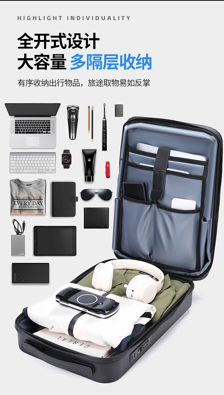 Sac à dos pour ordinateur portable 17 pouces pour hommes, étanche, extensible, coque rigide, antivol, Tsa, chargement USB, bureau, voyage, affaires, sac à bandoulière