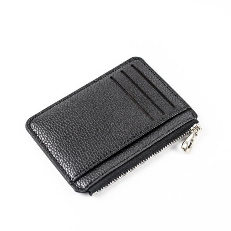 1Pc Mannen/Vrouwen Mini Id-kaart Houders Business Credit Card Houder Pu Leather Slim Bankkaart Case Organizer portemonnee Rits Unisex: black 1