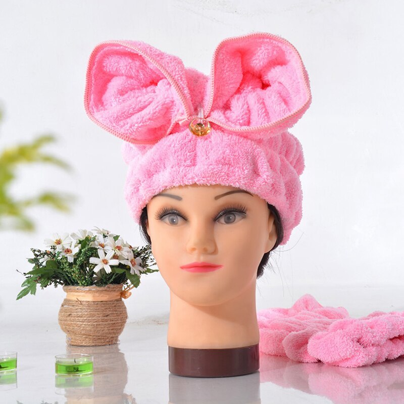 Microfiber Thicken Hair Turban Quickly Dry Hair Hat Wrapped Towel Bath With Cute Bathroom Accessories