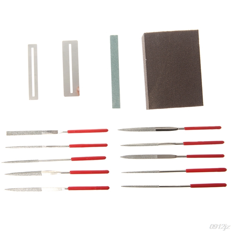 14pcs Guitar Instrument Repair Tool Kit Grinding Stone Sponge Frets Nut File Set