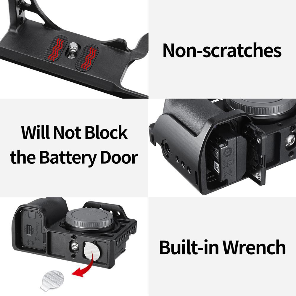 Di alluminio Gabbia Fotocamera per Sony A6600 con 1/4 Filo Foro per superiore maneggiare tenere sotto controllo Mic ah CONDOTTO LA Luce Fredda scarpa montare gabbia di protezione