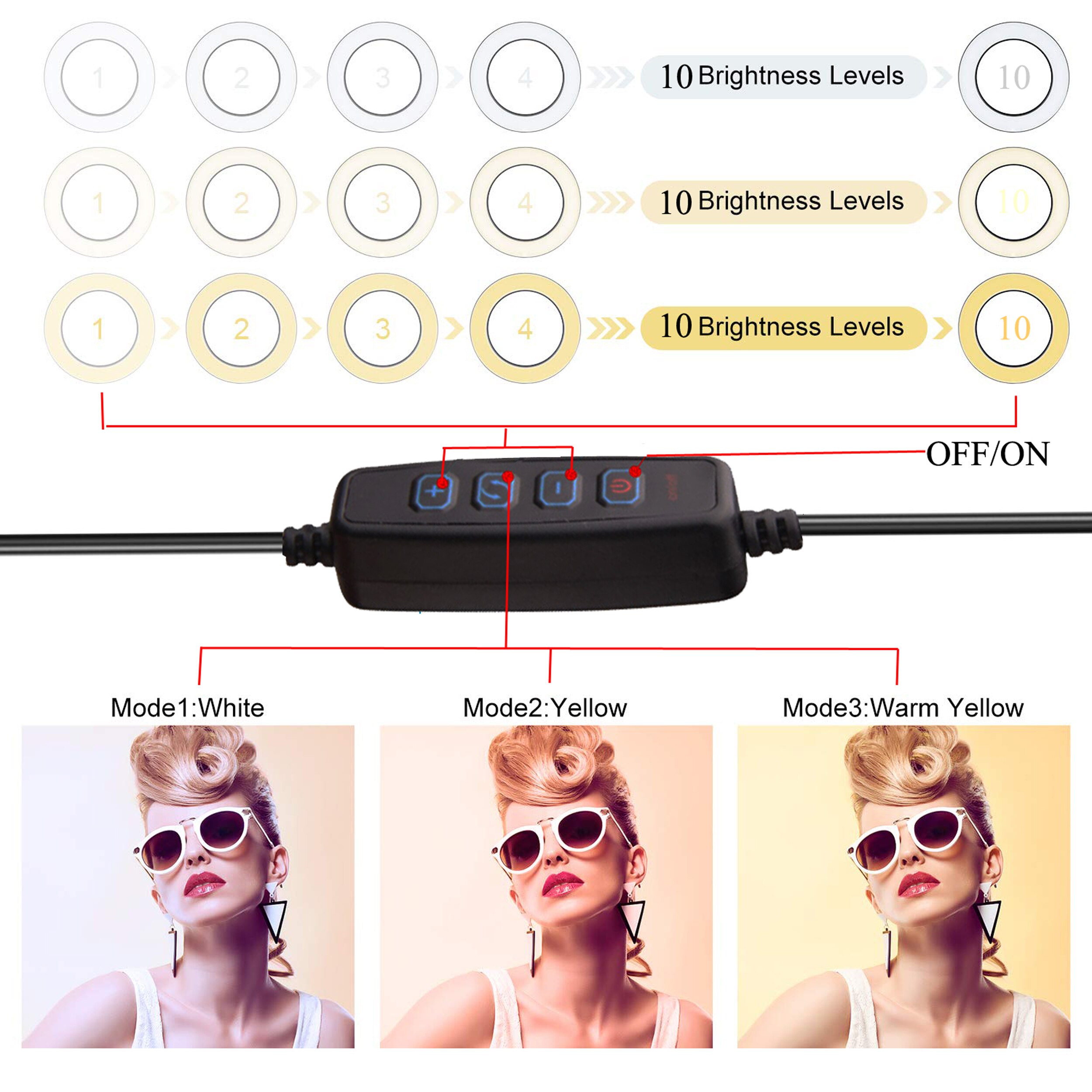 LED Ring Light with Bluetooth 10''/6'' Dimmable Kit 3200-5600K 55CM Tripod for Tik Tok Vlog Video Shooting Portrait