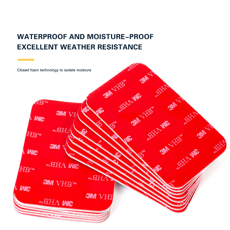 3M 5PCS Vierkant 50mm Dubbelzijdige Tape Vhb Gestanst Type Waterdicht Schuim Zwarte Tape Ronde Vierkante Auto Sterke 3M Dubbelzijdige Tape