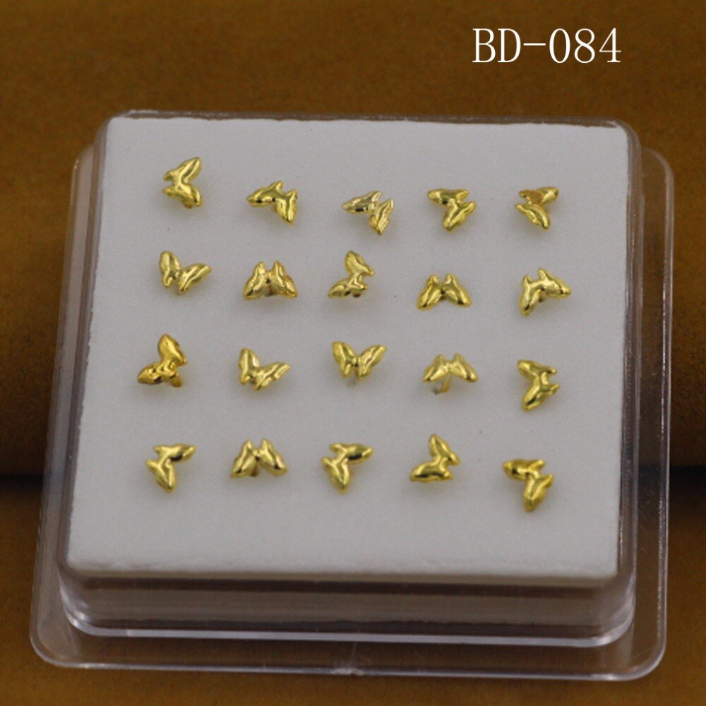 20ps jewelry nose studs Plating 18 k butterfly nose nail Contracted smooth nail & butterfly nose