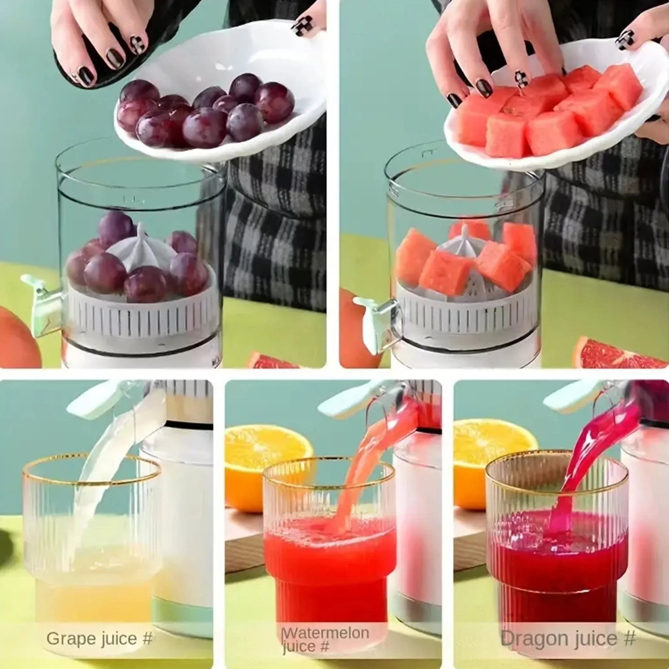 1PC - Draagbare USB oplaadbare sapcentrifuge - Automatische fruitblender voor vers sinaasappel- en citroensap, draadloos!