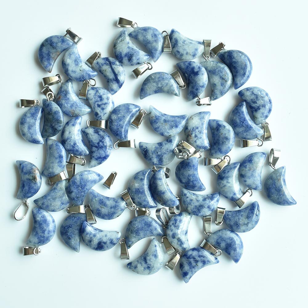 assorted natural stone crescent moon shape charms pendants for DIY jewelry making 24pcs/lot free: Sodalite stone