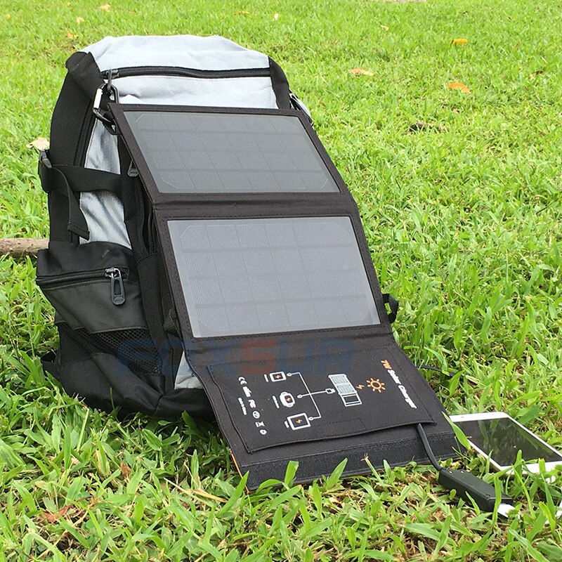 Pannello di ricarica solare per esterni foxvic 5V 7W 5V 1.2A max. Caricabatterie pieghevole, caricabatterie da viaggio portatile, terra di nessun uomo per PAD per telefono cellulare