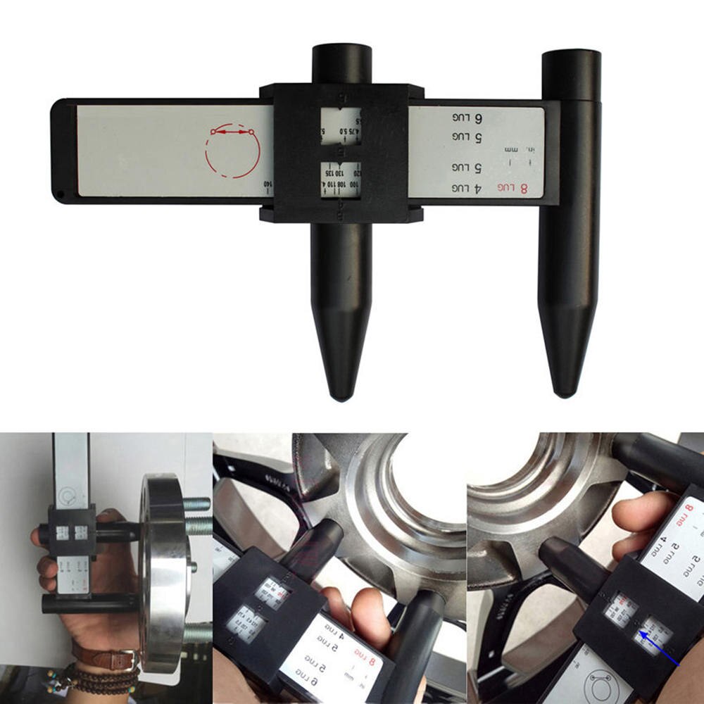 Patrón de perno de llanta de rueda deslizante PCD herramienta de medición Regla 4 5 6 8 orificios regla PCD Lugs Hub Pitch herramienta de medición