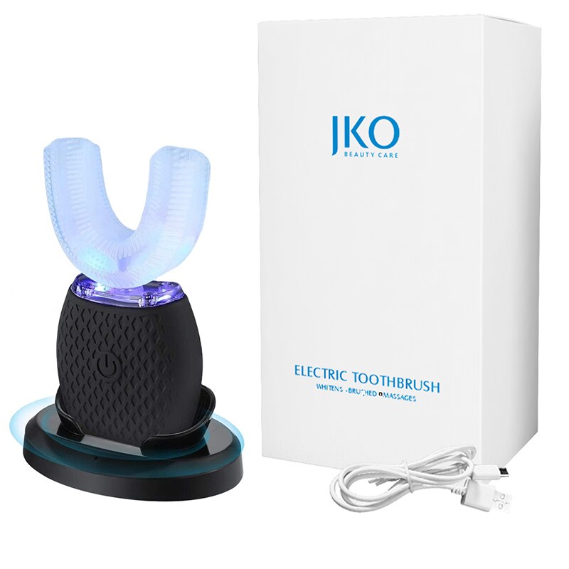 Xiaomi-cepillo de dientes eléctrico inteligente para niños, dispositivo de limpieza dental automático con carga inalámbrica, 360 grados, de silicona blanqueadora: Negro