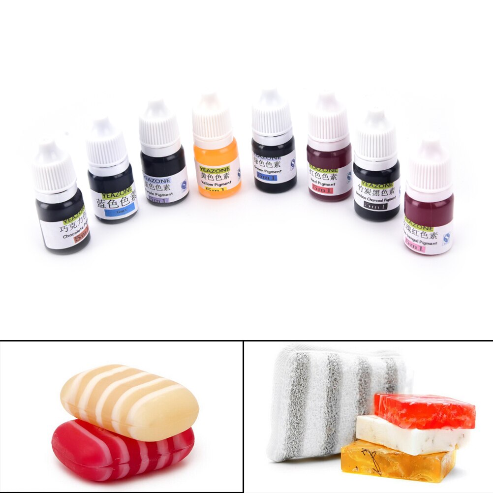 5ml pigment håndlavede sæbefarvestof pigmenter håndlavede sæbebasefarver flydende pigment 8 farver farvestof værktøjssæt materialer