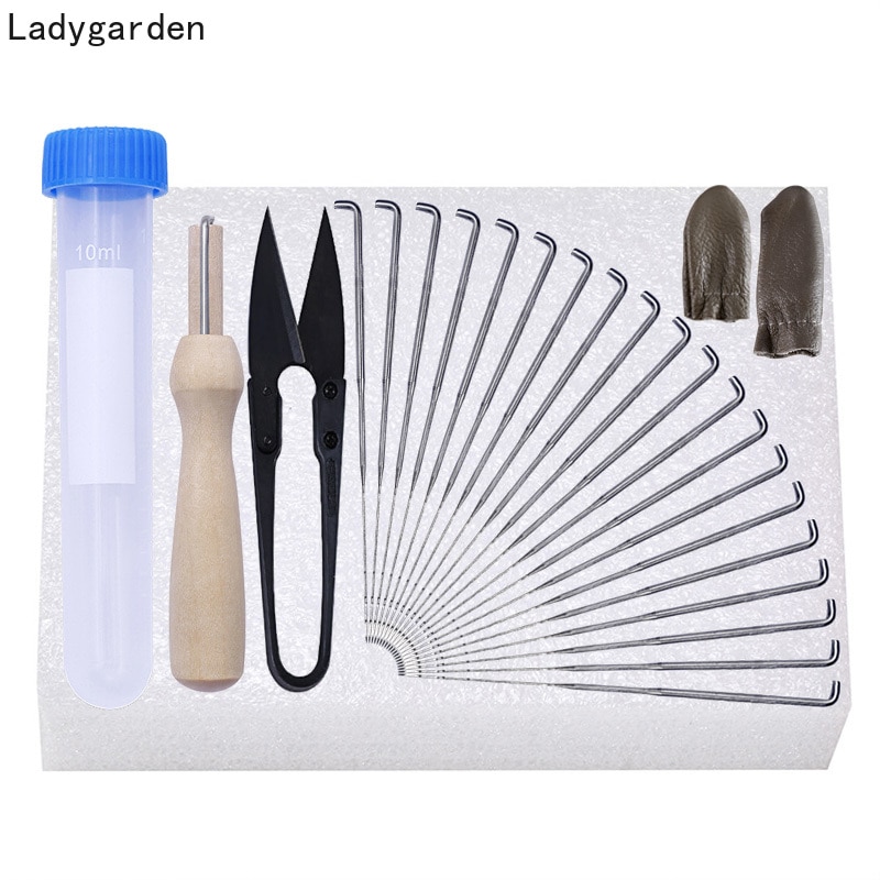 26PCS Needle Felting Kit Wool Felting Tools with Felting Needles Wood Handle Scissors Finger Cots Stitch Foam Pad Felting Craft
